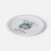 かわいいブルーリトルカボチャ男の赤ちゃんシャワー ペーパープレート (アングル)