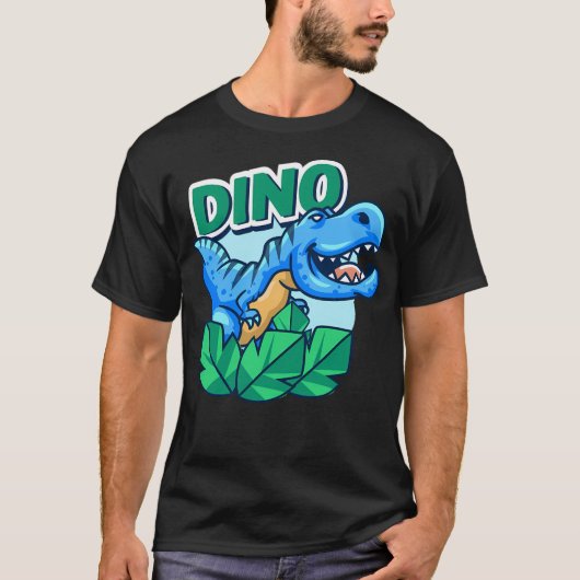 かわいいブルーリトルディノ Tシャツ (正面)