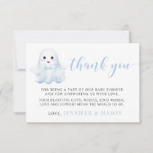 かわいいブルーリトルブベビーシャワーサンキューカード 出欠カード (正面)