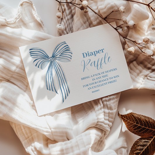 かわいいブルーリボン男の赤ちゃんおむつラッフル エンクロージャーカード