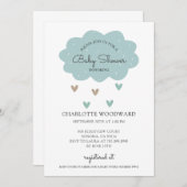 かわいいブルーレインクラウドベビーシャワー招待状 招待状 (正面/裏面)