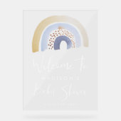 かわいいブルーレインボーベビーシャワーへようこそ アクリルサイン (正面)