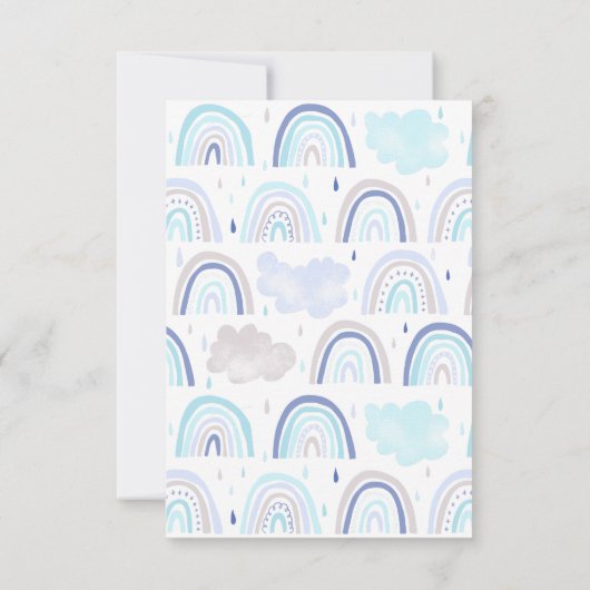 かわいいブルーレインボーボーズバースデーパーティー サンキューカード (裏面)