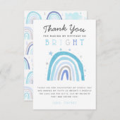 かわいいブルーレインボーボーズバースデーパーティー サンキューカード (正面/裏面)