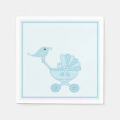 かわいいブルーレトロ鳥ベビーキャリッジボーイ赤ちゃんシャワー スタンダードカクテルナプキン (正面)