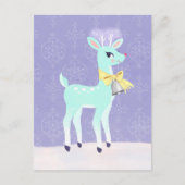 かわいいブルーヴィンテージトナカイ葉書 ポストカード (正面)