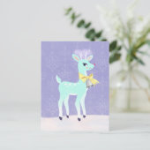 かわいいブルーヴィンテージトナカイ葉書 ポストカード (スタンド正面)