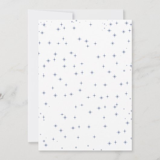 かわいいブルー宇宙ファーストトリッのまわりにプサン1歳の誕生日 招待状 (裏面)