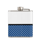 かわいいブルー水玉模様レッドローズシェブロンボウと名前 フラスク (裏面)