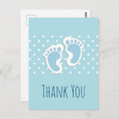 かわいいブルー男の赤ちゃんの足イラストレーションありがとう ポストカード (正面/裏面)