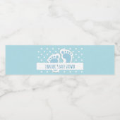 かわいいブルー男の赤ちゃんの足イラストレーションシャワー ペットボトルラベル (シングルラベル)