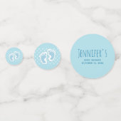 かわいいブルー男の赤ちゃんの足イラストレーションベビーシャワー コンフェッティ (裏面)