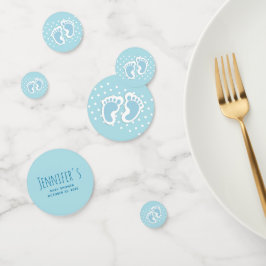 かわいいブルー男の赤ちゃんの足イラストレーションベビーシャワー コンフェッティ