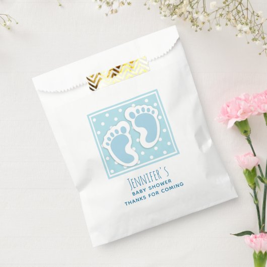 かわいいブルー男の赤ちゃんの足イラストレーションベビーシャワー フェイバーバッグ (封をした状態)