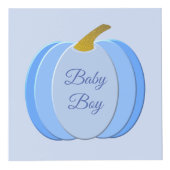 かわいいブルー男の赤ちゃんカボチャ誕生のお知らせ フォトキューブ (正面)