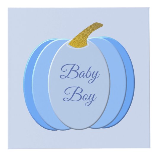 かわいいブルー男の赤ちゃんカボチャ誕生のお知らせ フォトキューブ (正面)