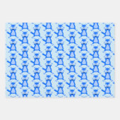 かわいいブルー男の赤ちゃんキツネベビーシャワーパターン(の模様が)ある ラッピングペーパーシート (正面)