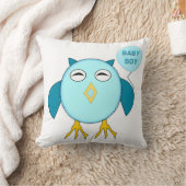 かわいいブルー男の赤ちゃんフクロウ枕 クッション (ブランケット)