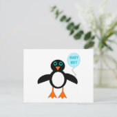 かわいいブルー男の赤ちゃんペンギン葉書 ポストカード (スタンド正面)
