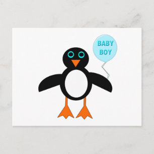 かわいいブルー男の赤ちゃんペンギン葉書 ポストカード