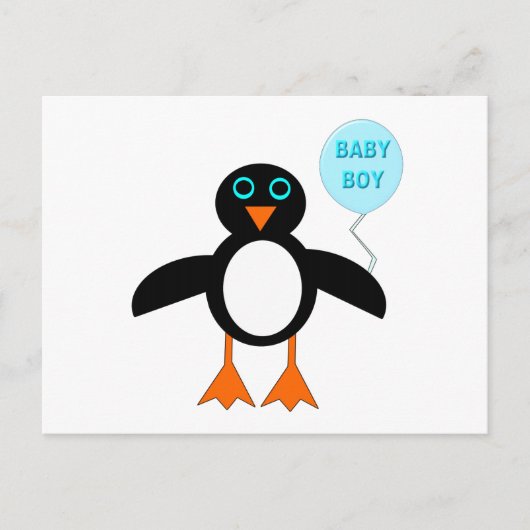 かわいいブルー男の赤ちゃんペンギン葉書 ポストカード (正面)