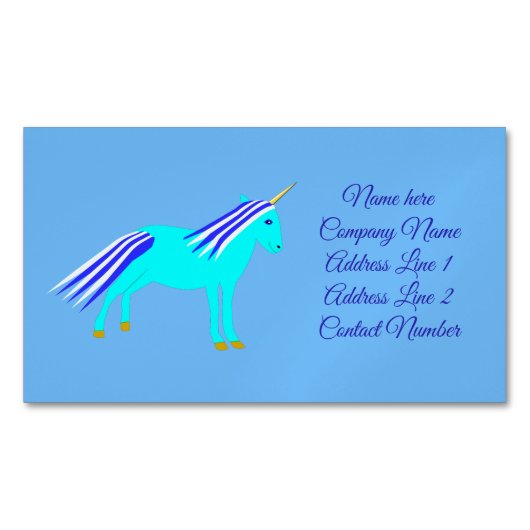 かわいいブルー男の赤ちゃんユニコーンカスタムビジネスカードマ マグネット名刺 (正面)