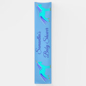 かわいいブルー男の赤ちゃんユニコーンカスタムベイビーシャワーバン 横断幕 (縦)