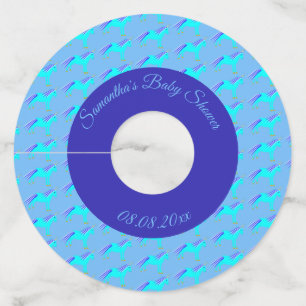 かわいいブルー男の赤ちゃんユニコーンカスタム赤ちゃんシャワーワイン ワイングラスタグ