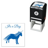 かわいいブルー男の赤ちゃんユニコーンベイビーシャワーカスタム セルフインキングスタンプ (インサイチュ)