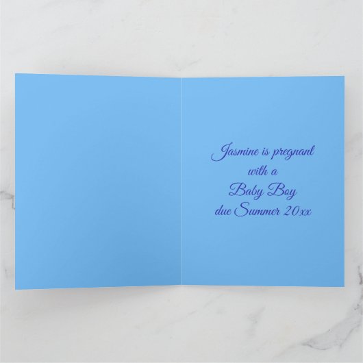 かわいいブルー男の赤ちゃんユニコーン赤ちゃんシャワーありがとうC カード (内部)