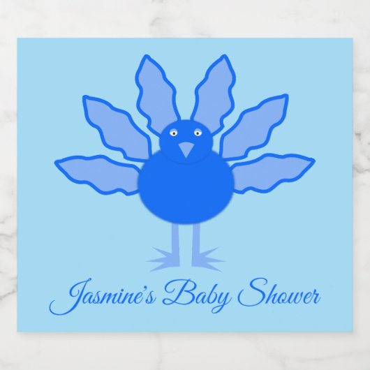 かわいいブルー男の赤ちゃん感謝祭トルコ赤ちゃんシャワー リキュールボトルラベル (シングルラベル)