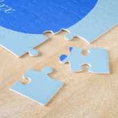 かわいいブルー男の赤ちゃん猫カスタム誕生のお知らせ ジグソーパズル (側面)