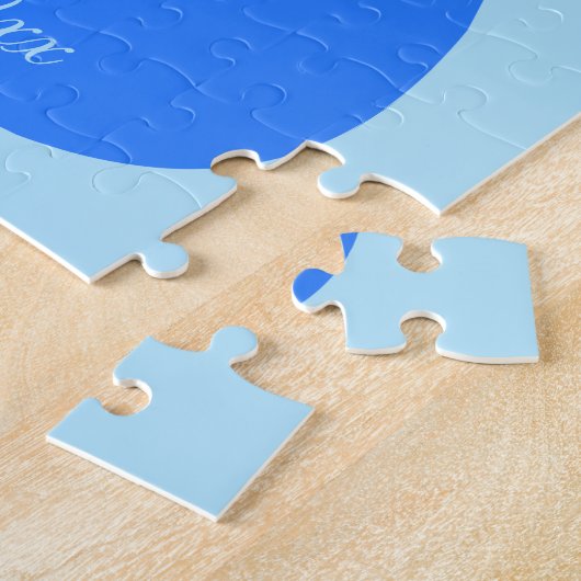 かわいいブルー男の赤ちゃん猫カスタム誕生のお知らせ ジグソーパズル (側面)