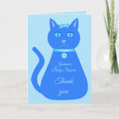 かわいいブルー男の赤ちゃん猫カスタム赤ちゃんシャワー カード (正面)