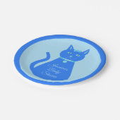 かわいいブルー男の赤ちゃん猫カスタム赤ちゃんシャワー ペーパープレート (アングル)