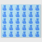 かわいいブルー男の赤ちゃん猫カスタム赤ちゃんシャワー ラッピングペーパー (フラット)