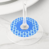 かわいいブルー男の赤ちゃん猫カスタム赤ちゃんシャワー ワイングラスタグ (クローズアップ)