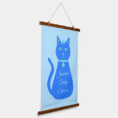 かわいいブルー男の赤ちゃん猫カスタム赤ちゃんシャワー 吊り下げ型タペストリー (傾斜あり)