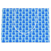 かわいいブルー男の赤ちゃん猫パターン（の模様が）ある赤ちゃんシャワー ラージペーパーバッグ (正面)