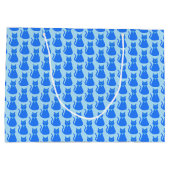 かわいいブルー男の赤ちゃん猫パターン（の模様が）ある赤ちゃんシャワー ラージペーパーバッグ (裏面)