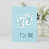 かわいいブルー男の赤ちゃん足ありがとう サンキューカード (スタンド正面)