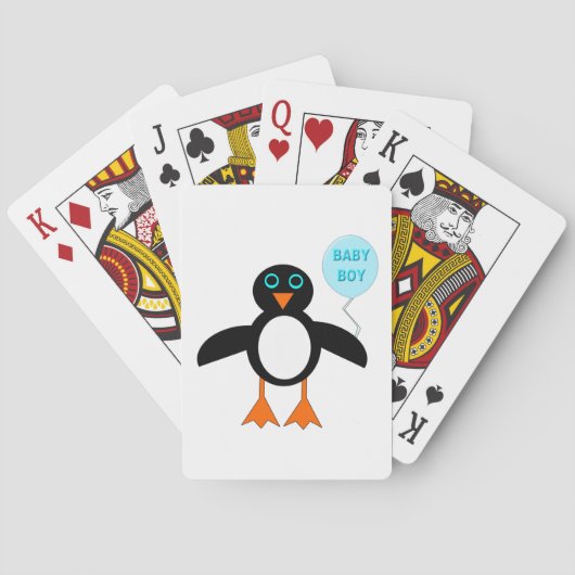 かわいいブルー男の赤ちゃん遊ペンギンのカード トランプ (裏面)