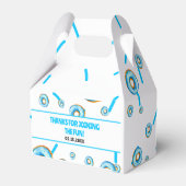 かわいいブルー&ホワイトウォーターカラードーナツボーイ誕生日 フェイバーボックス (裏面サイド)