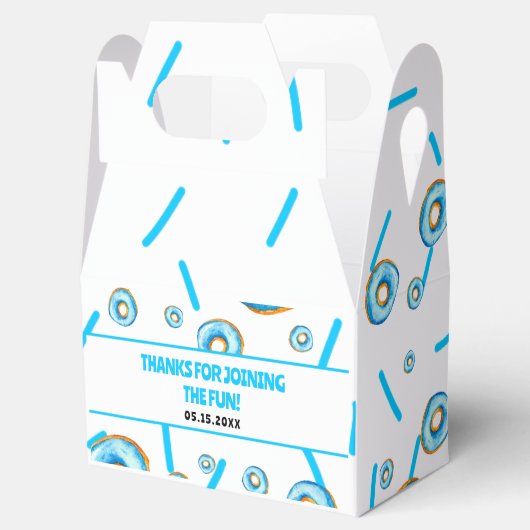 かわいいブルー&ホワイトウォーターカラードーナツボーイ誕生日 フェイバーボックス (オープン)