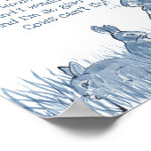 かわいいブルー&ホワイトバニーラビット子供部屋ライムチャイルド ポスター (角)