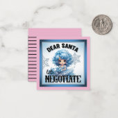 かわいいブルー 親愛なるサンタ クリスマス ノートカード (正面/裏面インサイチュ)