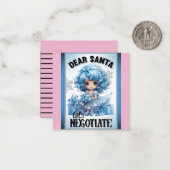 かわいいブルー 親愛なるサンタ クリスマス ノートカード (正面/裏面インサイチュ)