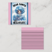 かわいいブルー 親愛なるサンタ クリスマス ノートカード (正面/裏面)