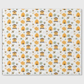 かわいいブルー&金ゴールドビーラッピング紙 ラッピングペーパー (フラット)