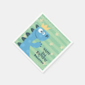 かわいいブルーTレックス子どもの誕生会 スタンダードカクテルナプキン (角)